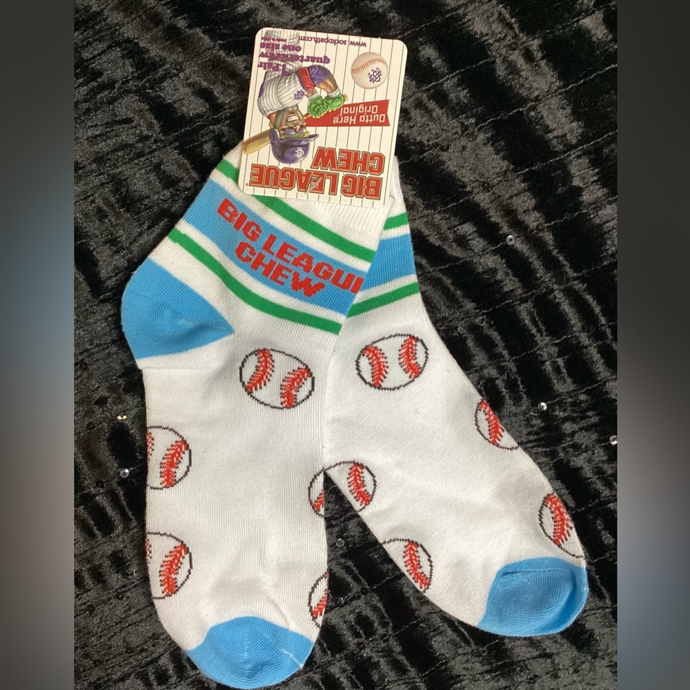Big League Chew Baseball Socks - White and Blue 8-12